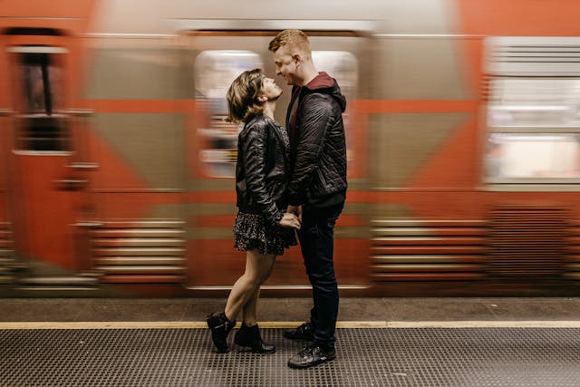 Couple in metro station