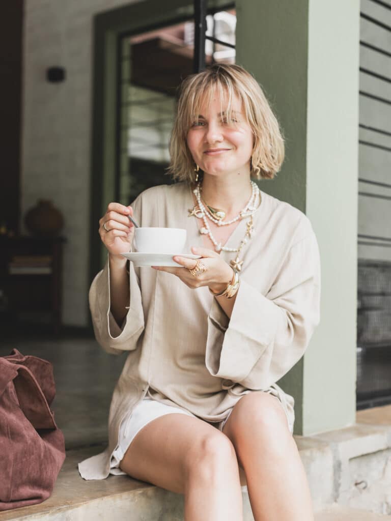 Woman drinking coffee