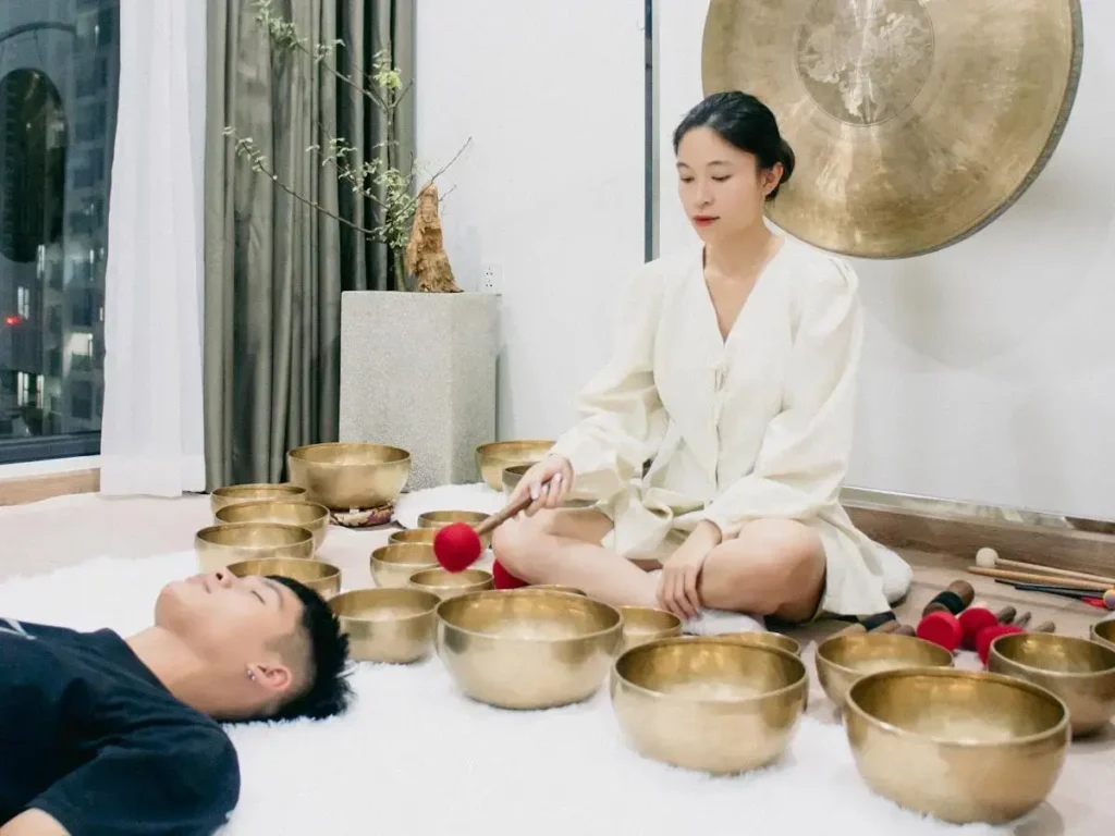 person practicing aromatherapy