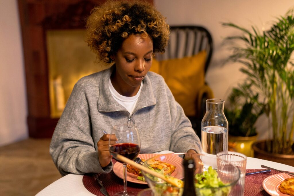 person enjoying food