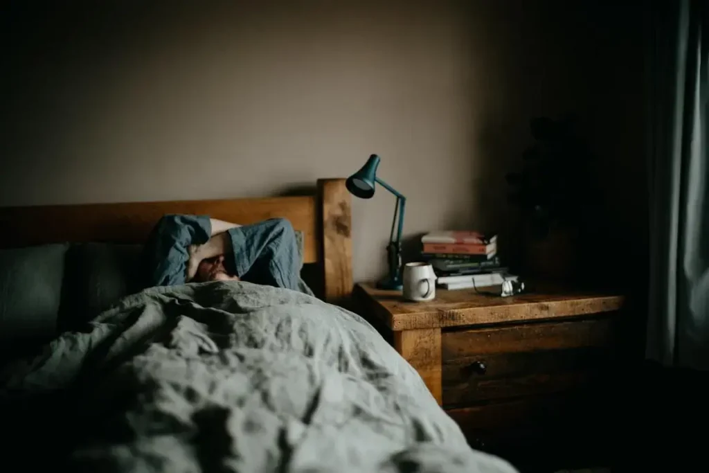 person waking up happy