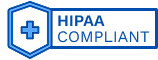 HIPAA compliant logo featuring a shield design, symbolizing protection of health information privacy and security.