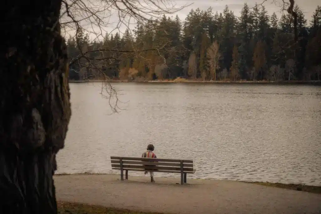 person reflecting outdoors