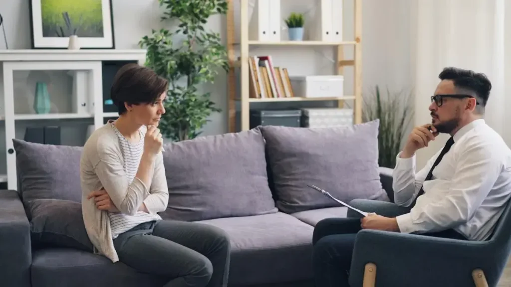 person discussing therapy