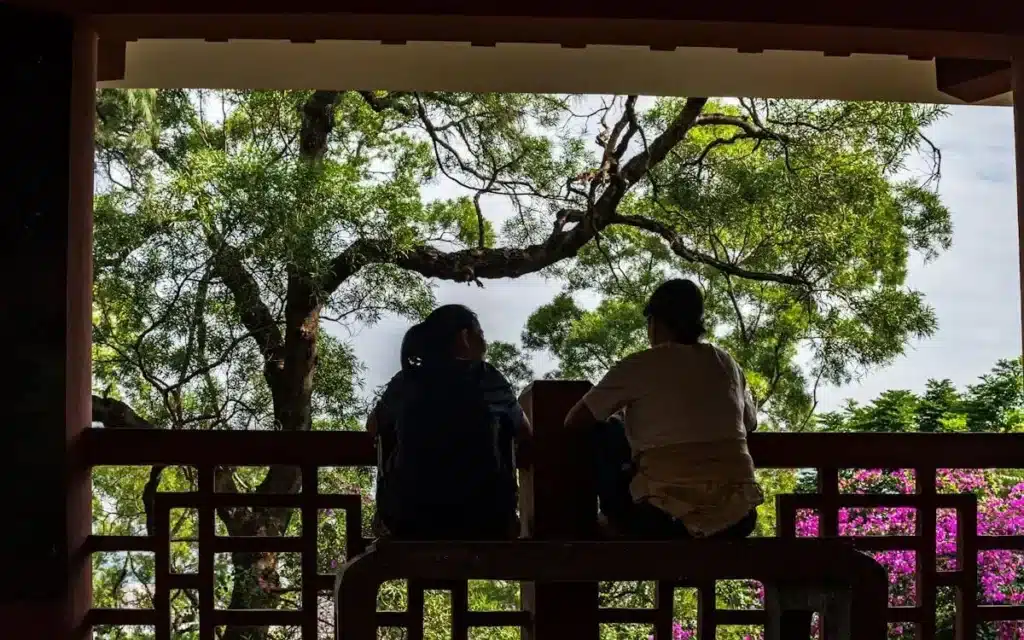 person reflecting outdoors