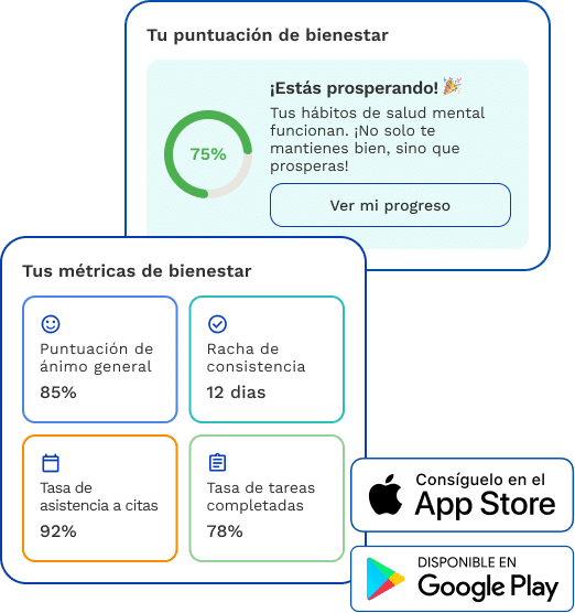 Sigue el progreso de la terapia con herramientas personalizadas.