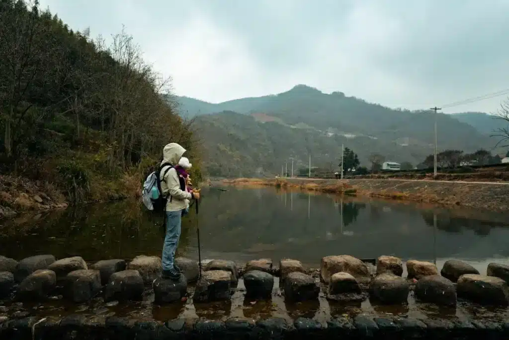 person reflecting outdoors