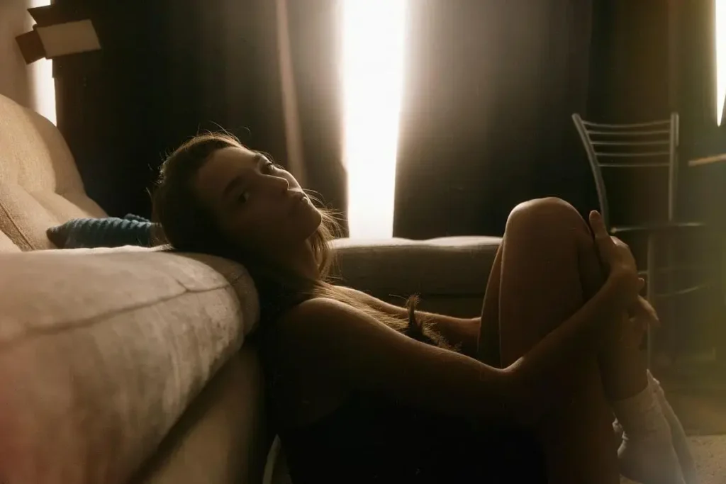 woman thoughtful home